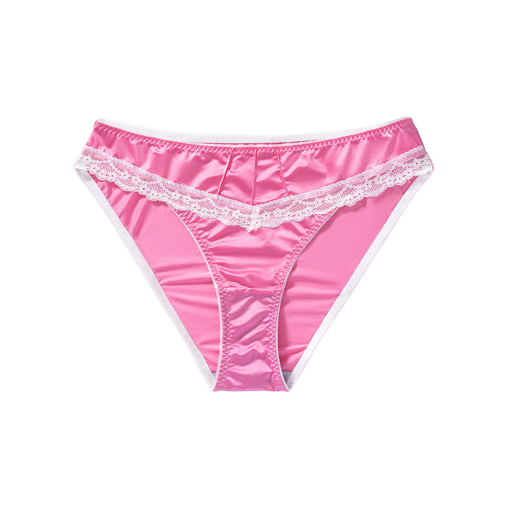 New arrival cross-border plus size women's underwear low waist plaidsexylacesatin light women's briefs