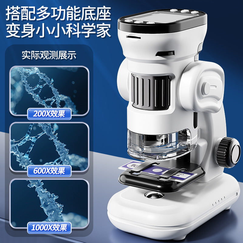 Smart digital electronic microscope - portable display, high-definition, for cell & mite viewing - educational toy for elementary school students & children