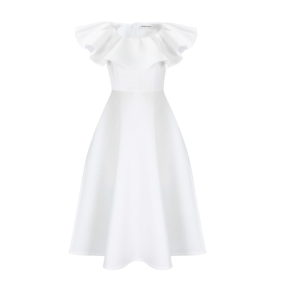 D3329 independent station fashioneleganteleganceruffles large skirt banquet dress cross-border evening party dress