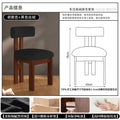 French retro solid wood dining chair - vintage style backrest, light luxury, high-end dining table chair with upholstered seat