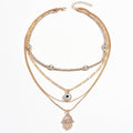 hot-selling retro exaggerated sense of design devil's eye pendant necklace fashionable multi-layer diamond-encrusted ins clavicle chain