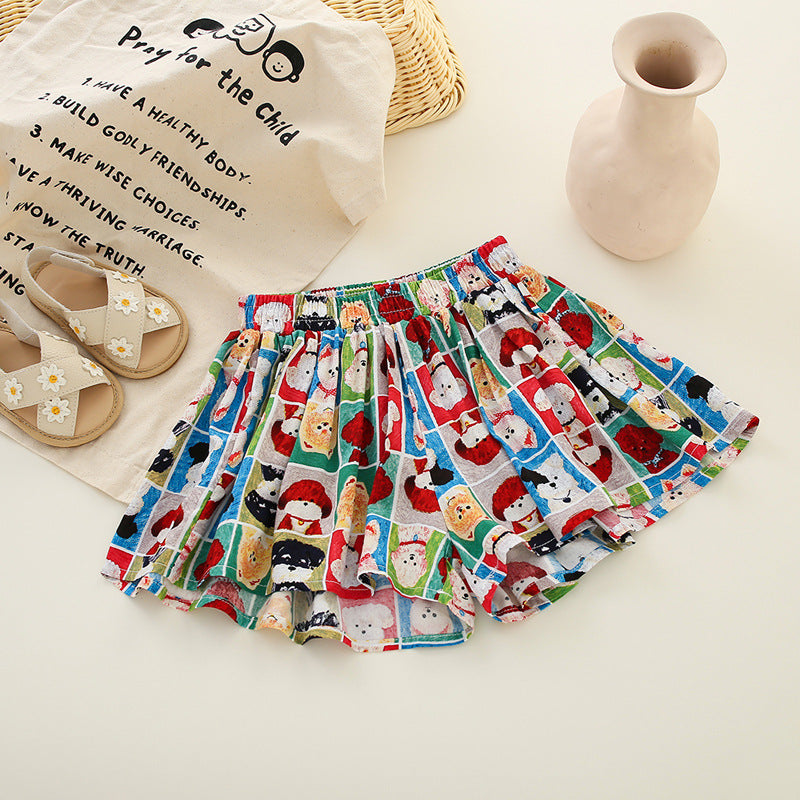 Girlshorts summer thin kids wear easiest for match cotton silk loosejeansgirlfashion style flower bud culottes