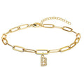 Exportnew arrival paper clip chain letter pendant bracelet anklet fashionfashion diamond letter anklet bracelet for women