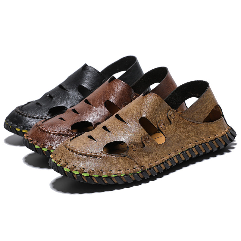 Cross-border large-size sandals men's shoes new summer breathable bag head casual men's shoes soft-soled men's beach shoes one pedal