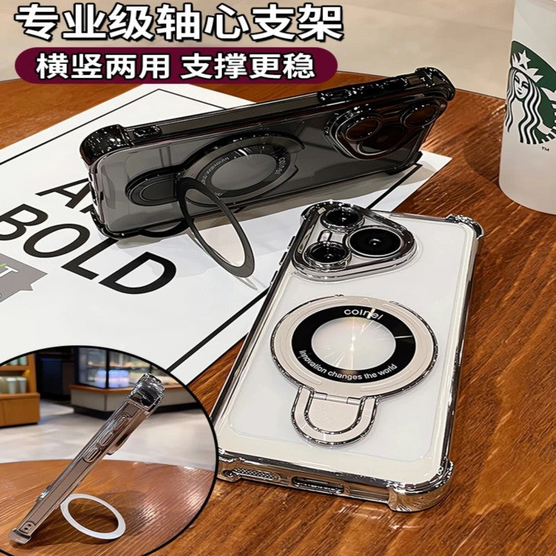 Huawei pura80 electroplated four corners suitable for honor magic8 gradient magnetic shield holder mobile phone case mate70