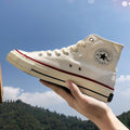 New korean street style timeless classic versatile couple's 1970s retro black high-top canvas shoes for men 9002