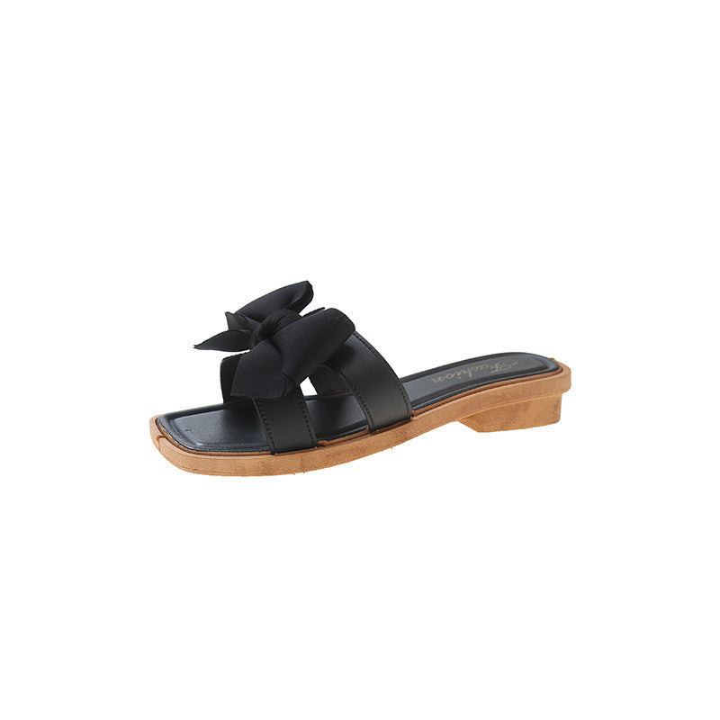 2024 new bowknot slides - outdoor wear, summer casual, versatile, fairy style, flat sandals, women's slippers