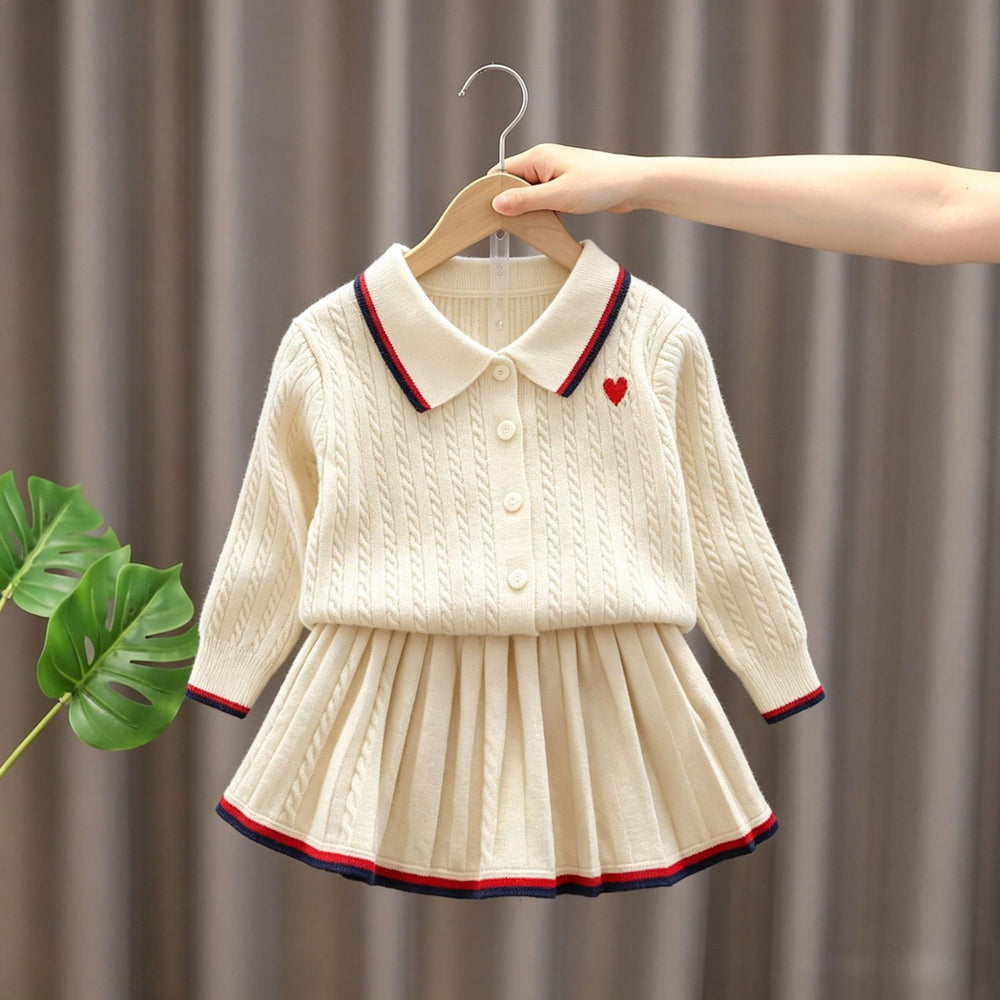 Kidssweater skirtfall and winternew arrivalpreppy styleknittingk-style stylesmallcable stitchsweater skirttwo-piece set