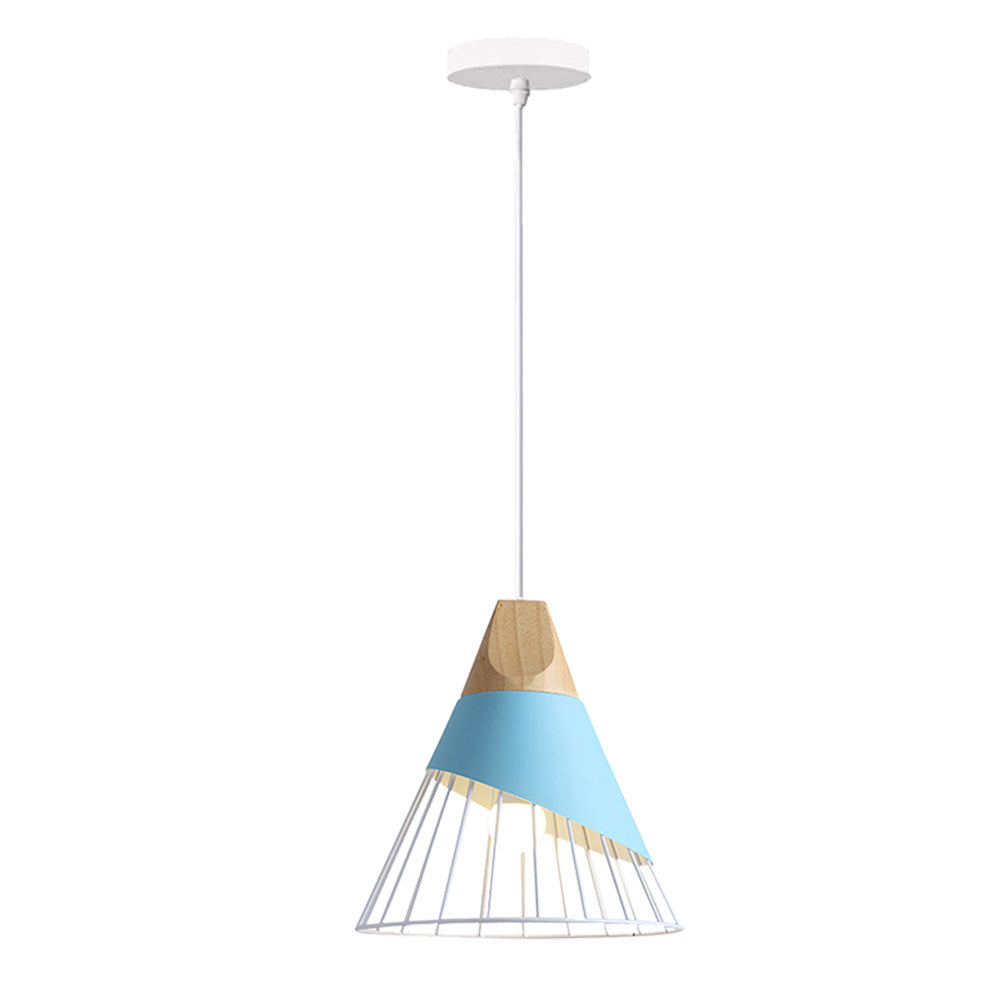 Creative home lighting Nordic modern simple dining room living room bedroom study wood cone horn wrought iron chandelier