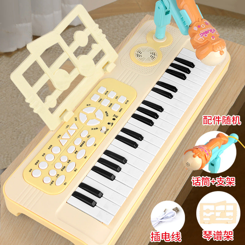 Children's electronic keyboard - beginner level, suitable for boys and girls, home use with microphone, playable 37-key baby piano toy, birthday gift