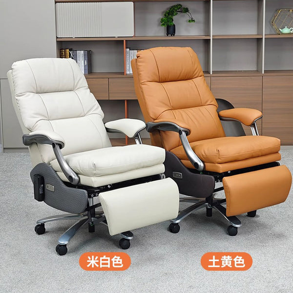 Sedentary, comfortable and not tired, office home leather class chair, light luxury reclining waist protection electric massage boss chair