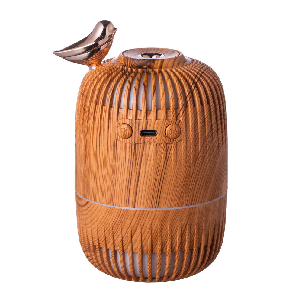 2024 new cross-border wood grain humidifier, usb powered desktop humidifier with high mist output, color-changing aroma diffuser