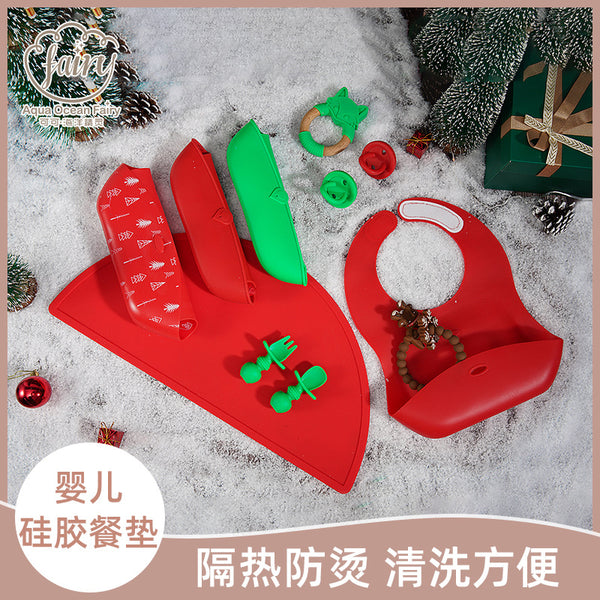 Processing custom silicone table mat, anti-scalding and non-slip complementary food bowl mat, Christmas Halloween pattern silicone placemat