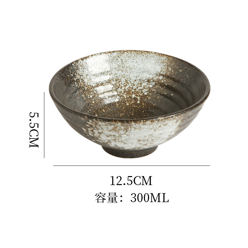 Japanese-style retro ceramic rice bowl - underglaze decoration, high-value design - suitable for restaurants, hotels, home use, and business settings - also ideal as a ceramic dessert bowl