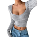 Independent station cross-border european and american clothing pit strip brushed t-shirt  spring and summer new arrivalshortcrop topsense of designtops