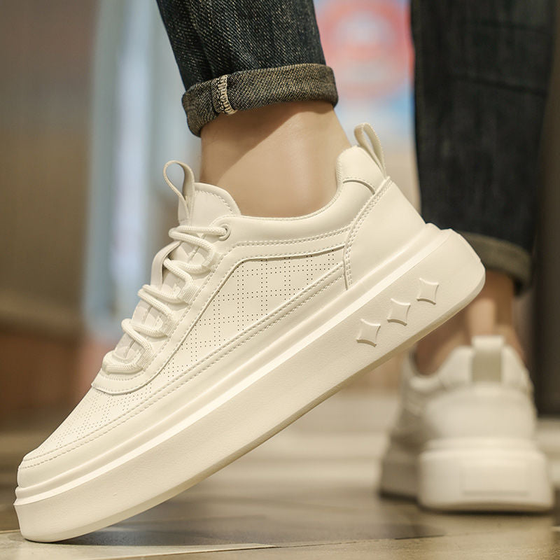Men's white sneakers 2025 new winter breathable casual skate shoes men's white shoes non-slip thick sole versatile sports trendy shoes