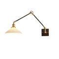 Japanese wabi-sabi style universal telescopic swing arm wall lamp - ceramic lampshade, vintage all-copper wall sconce