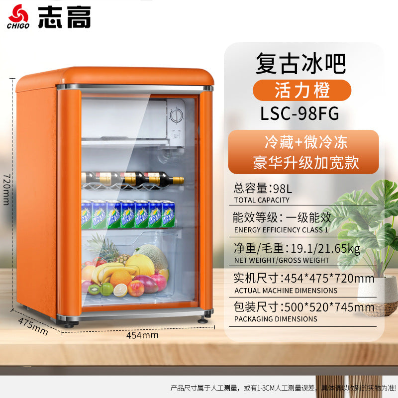 Chigo refrigerated ice bar b&b hotel office fresh beverage tea ins french small retro small refrigerator