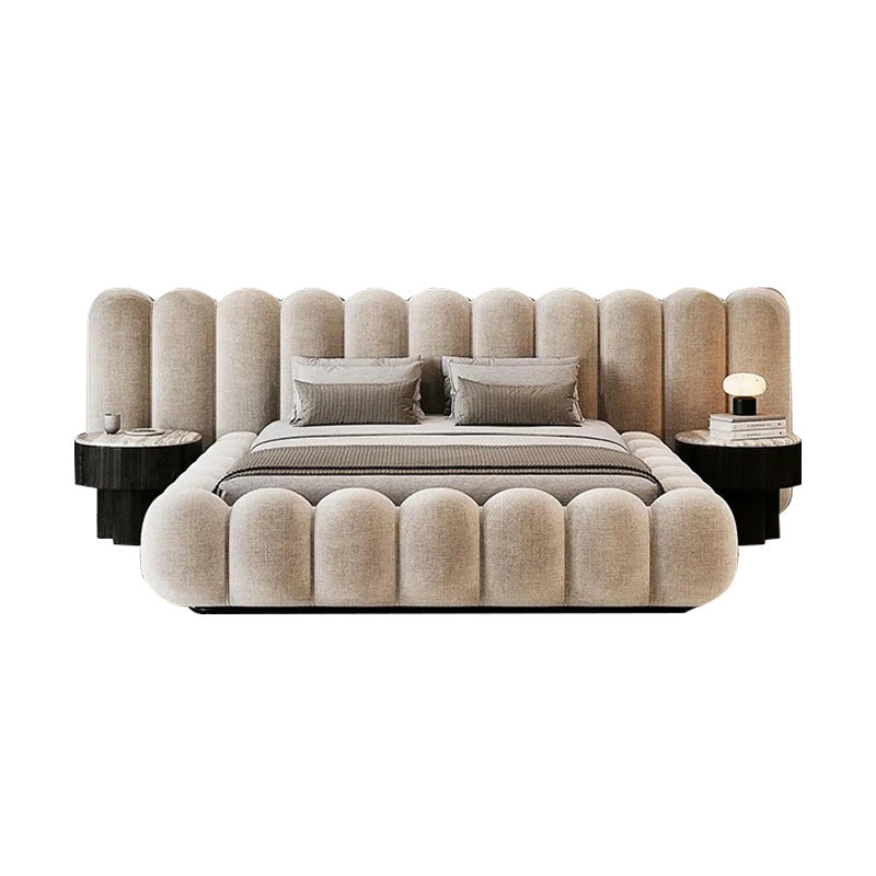 Cream style widescreen bed house large soft-packed fabric bed bedroom classy furniture double bed master bedroom 2.4m