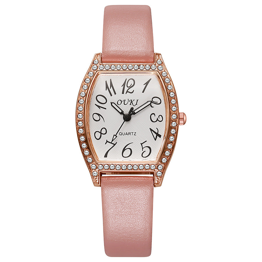2025 new tiktok viral barrel-shaped full diamond european and american style watch, fashionable women's quartz watch, in-stock wholesale