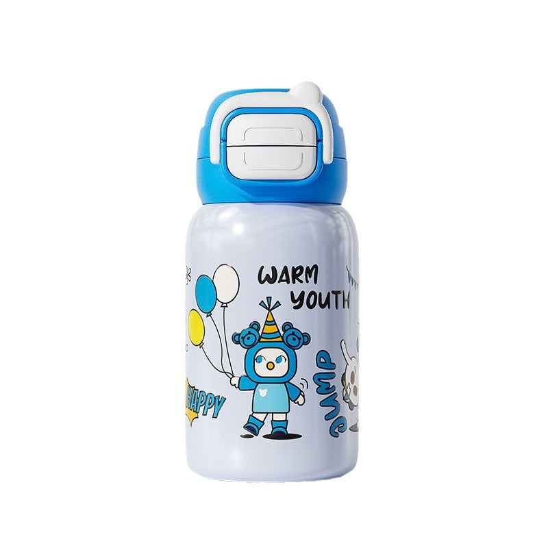 Kids' 316 stainless steel insulated tumbler - stylish straw cup, keeps drinks cold, portable & drop-proof, cartoon design for students