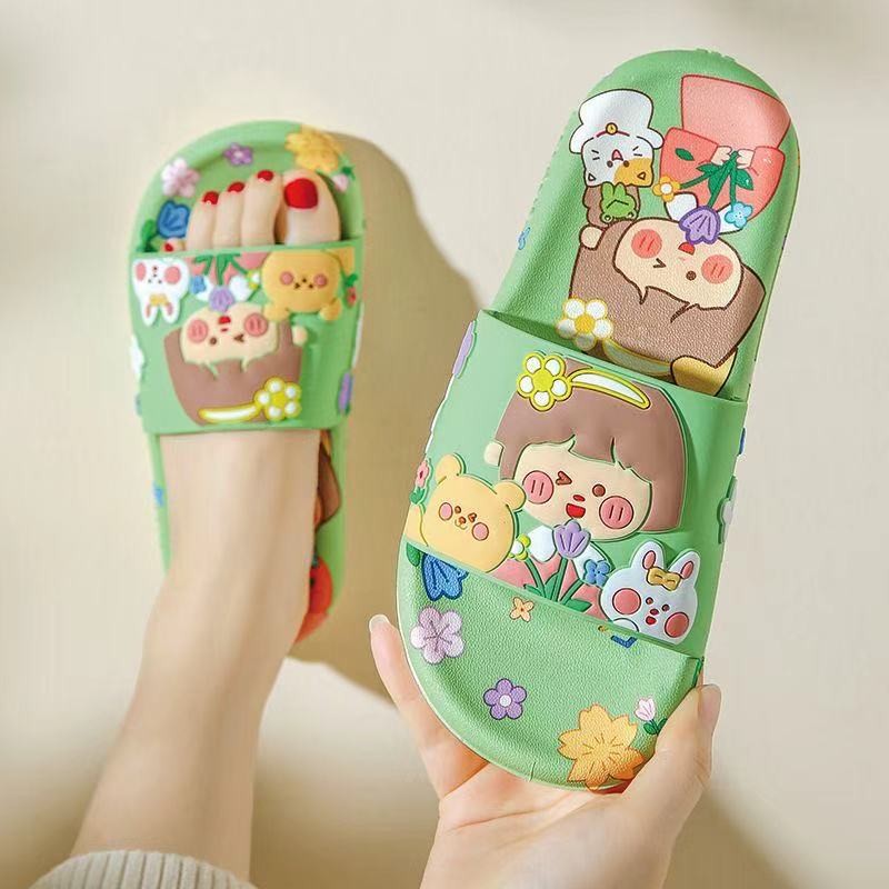 2025 new women's summer slippers - cute cartoon design, outdoor wear, bathroom, home, bath, non-slip, indoor house slippers