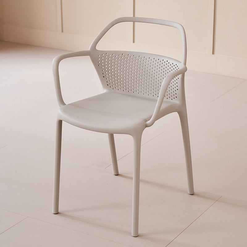Modern minimalist plastic backrest chair, stackable living room chair, outdoor restaurant chair, cafe high back dining chair