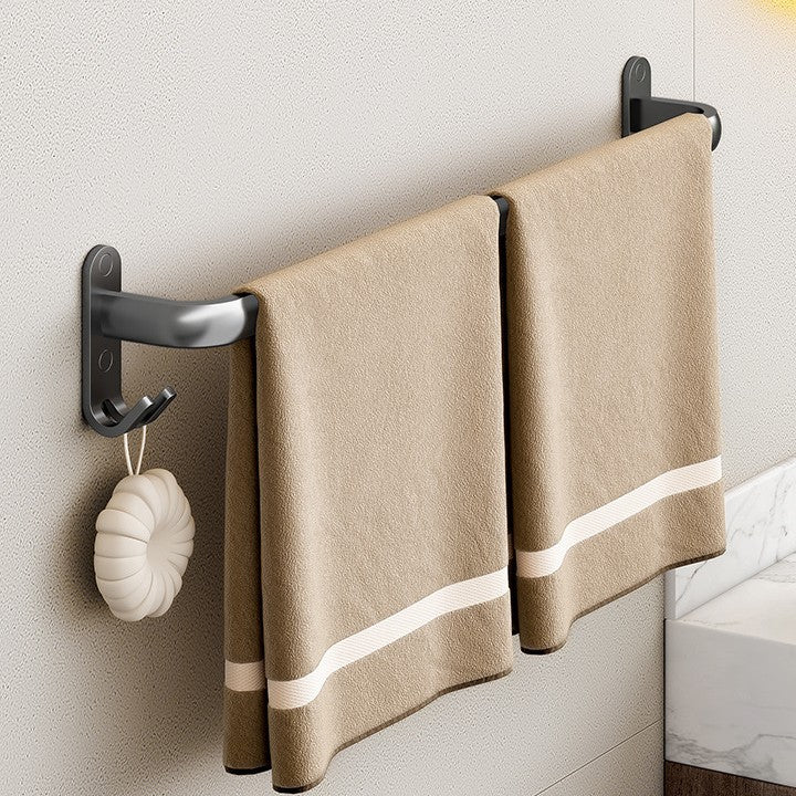 No punching towel rack, bathroom space aluminum bath towel hanging rod, bathroom hanger, storage rack, single and double bar towel bar.