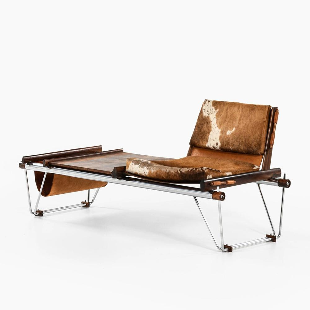 Bauhaus vintage cowhide bench coffee table chair italian light luxury walnut single sofa reading chair