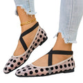 Exportfashion round toe shallow mesh polka dot one-piece buckle plus size 35-43 plaidflatsflats women's shoes