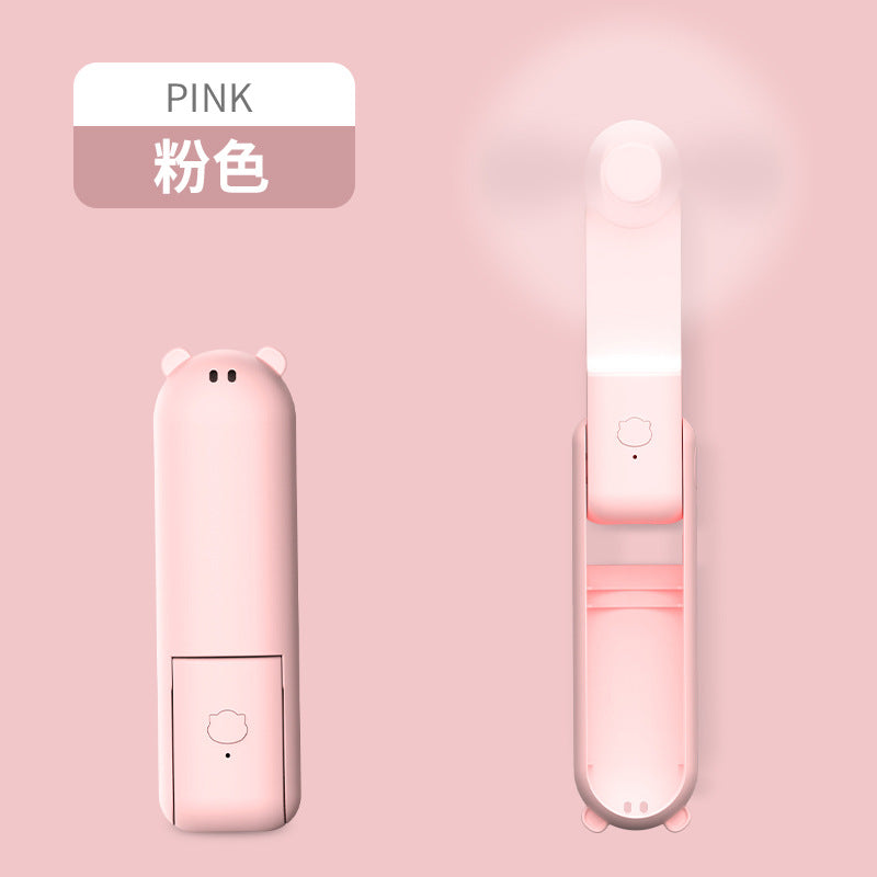 Handheld fan kids foldable manual small fan cartoon hand press hand fan kids halter electric fan in stock