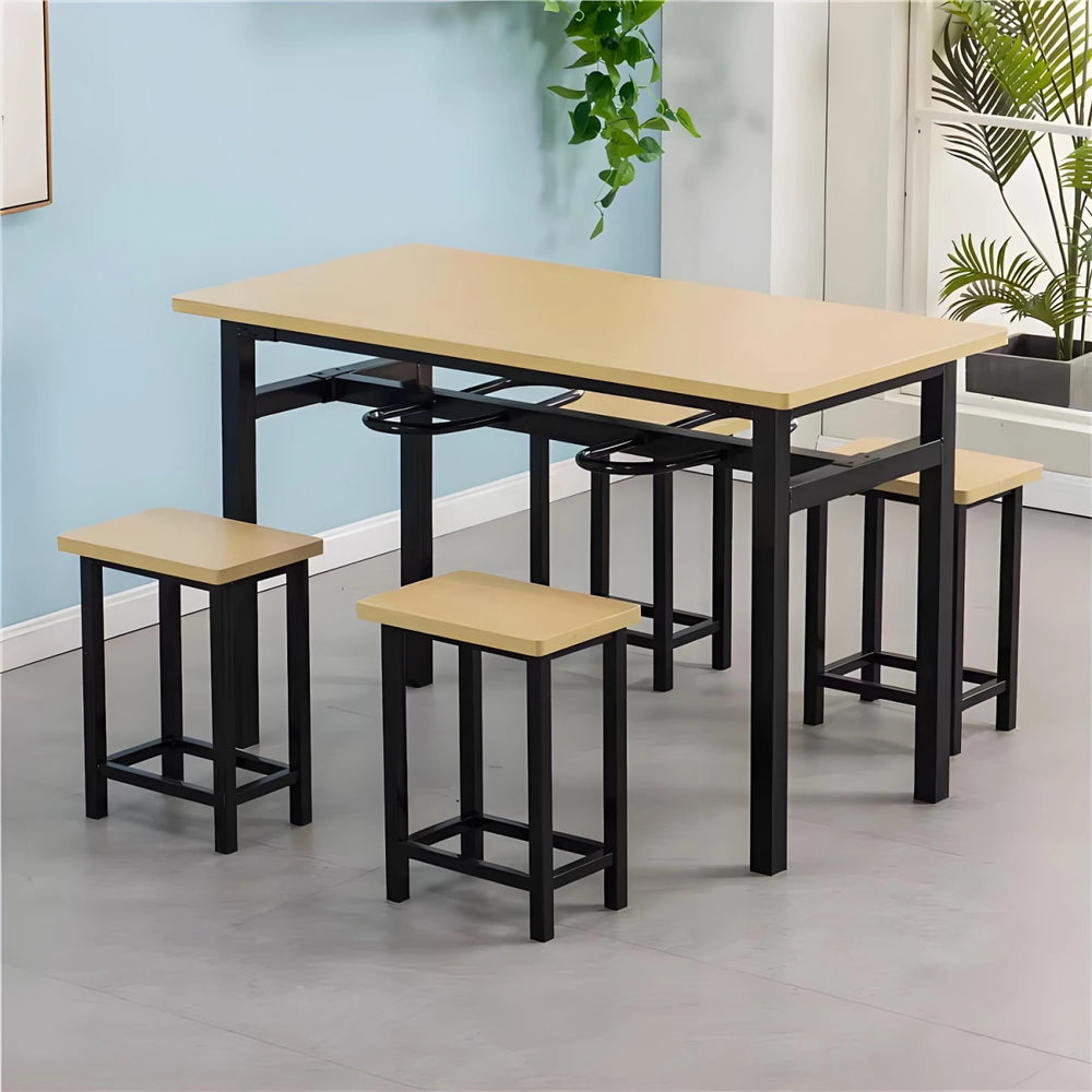Stainless steel canteen table and chairs 4 people 6 people hanging stool rectangular table school factory employee dining table separates combination