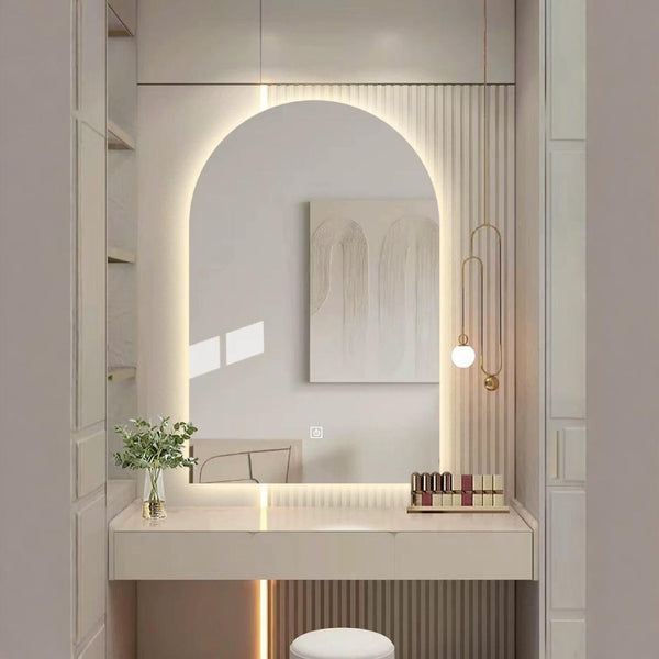 Arch Smart Bathroom Mirror Toilet Multifunctional Touch Screen Bathroom Mirror Wash Table Dressing Mirror Wall Hanging Makeup Mirror