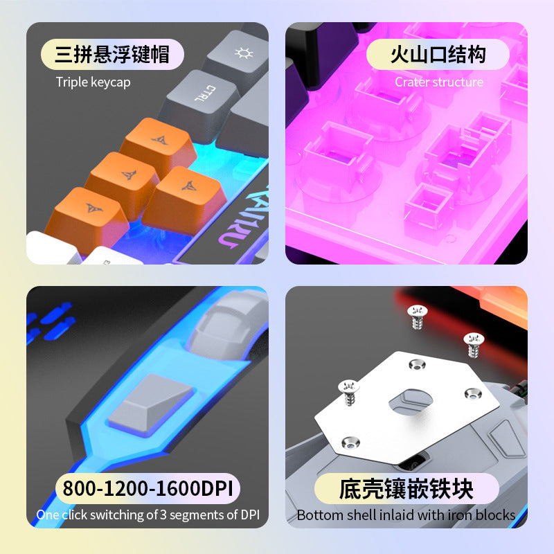 Lei Kui T26 wired color puzzle game keyboard and mouse set luminous feel desktop computer notebook keyboard and mouse