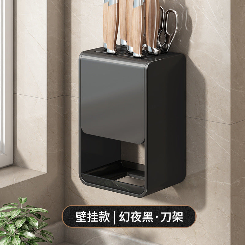 Kitchen chopstick tube rack non-punching wall-mounted wall drain acrylic chopstick cage chopstick basket storage box knife holder