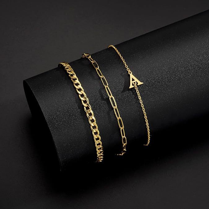 New arrival: cross-border fashion versatile 26-letter bracelet set - 14k gold plated, lightweight luxury, stackable bracelet jewelry for women