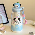 New tritan cartoon plastic water bottle - stylish, portable straw cup for students, kids, and adults with tea infuser
