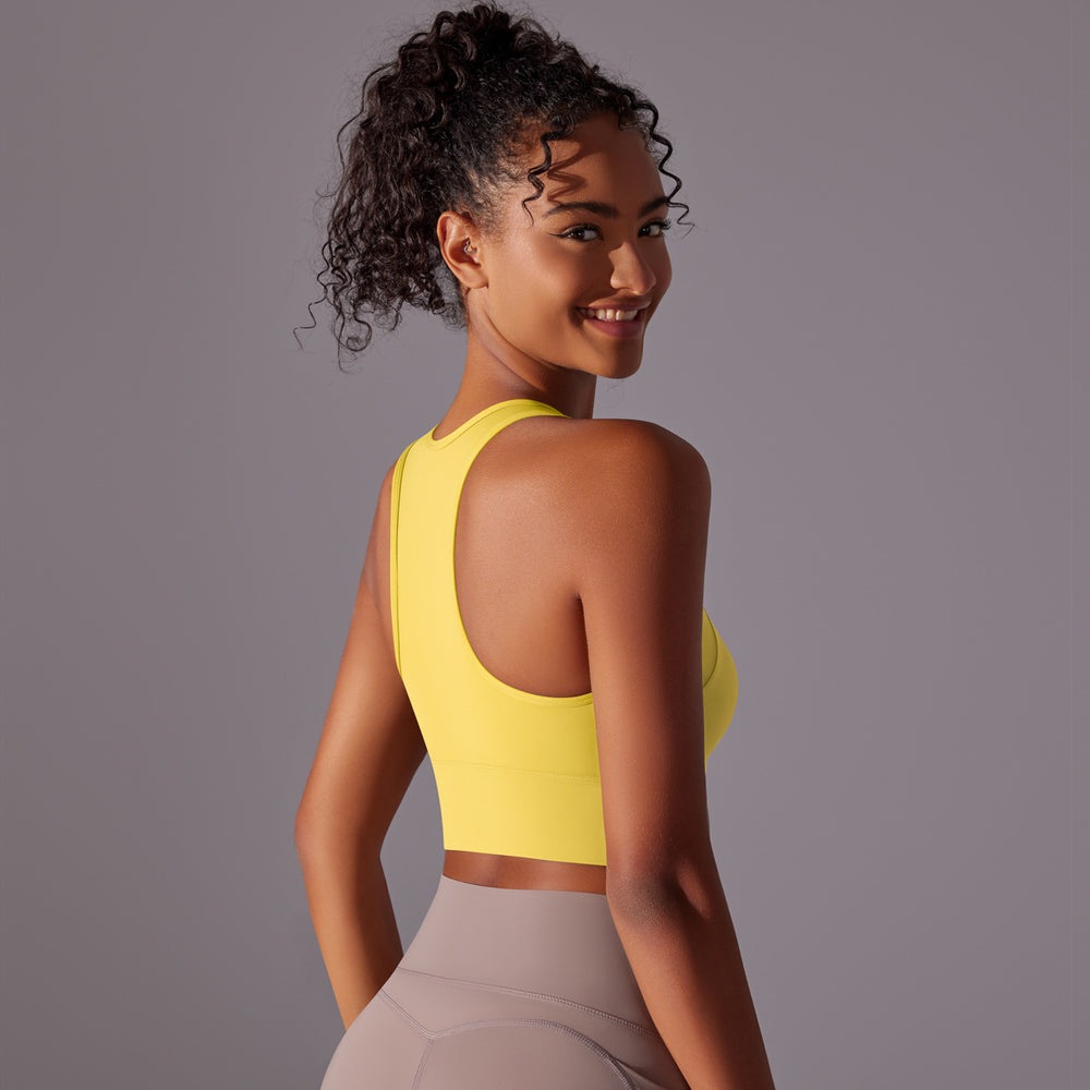 New arrival beautiful back fixed cup all-in-one yoga wear vest high intensity sports intimates women's bubble wrap fitness bra