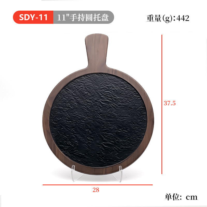 Melamine tableware japanese barbecue plate plastic flat sushi plate commercial hot pot restaurant dish plate steak plate
