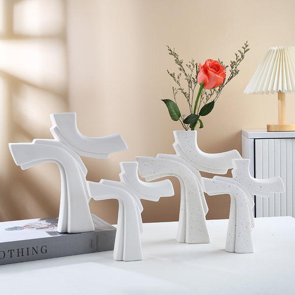 White Nordic modern simple ceramic decoration dried flower vase living room study tabletop ornament flower arrangement