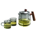 Yanxie teapot solid wood handle tea water separation cup tea separation pot heat-resistant glass tea set suitfor home teapot