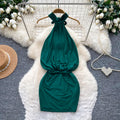 Sexy halter pure desire red hip cover dress women's summer hot girl royal sister backless silm slimming look hip cover skirt