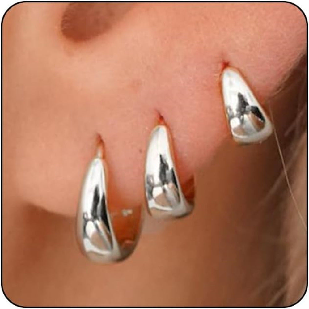 European and american cross-border new thick open c earrings 14k gold-plated copper cartilage earrings women's niche high-end sense of light luxury earrings