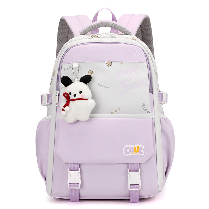 Junior high school schoolbag female ins college style primary school students 5th-6th grade backpack cute splicing American retro backpack