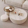 Coffee table round combination coffee table for home living room special-shaped removable cream light luxury slate coffee table french style