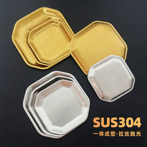304 korean stainless steel plate golden dessert plate bone spitting square snack plate creative cold dish plate kimchi plate