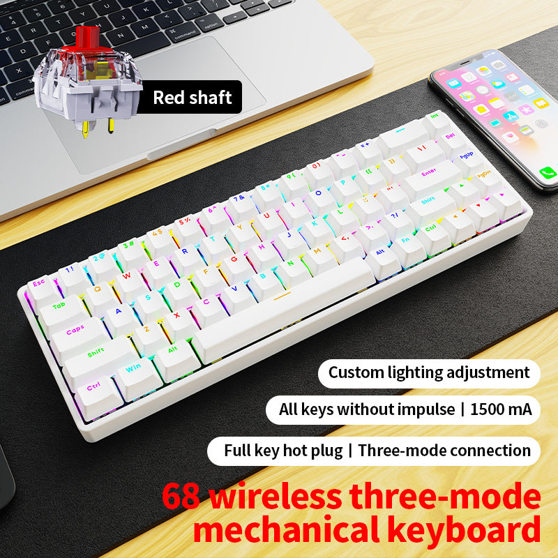 Longweishi ak68 key wireless wired bluetooth three-mode mechanical keyboard customized plug-in pbt game e-sports rgb