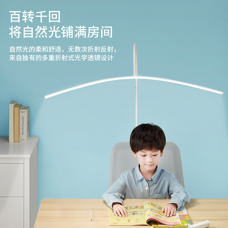 Curved standing desk lamp eye protection floor lamp reading light for kids, homework, and study - led piano reading lamp