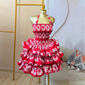 European and american cross-border women's fashion:  autumn new arrivals - sexy and elegant square neck bandeau halter neck printed ruffle trim dress