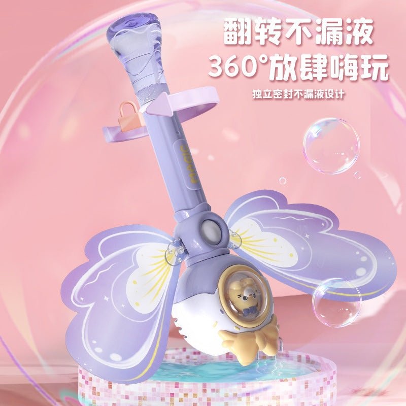 new product angel fully automatic bubble machine lighting and sound effects handheld children's parent-child interaction export water gun wholesale